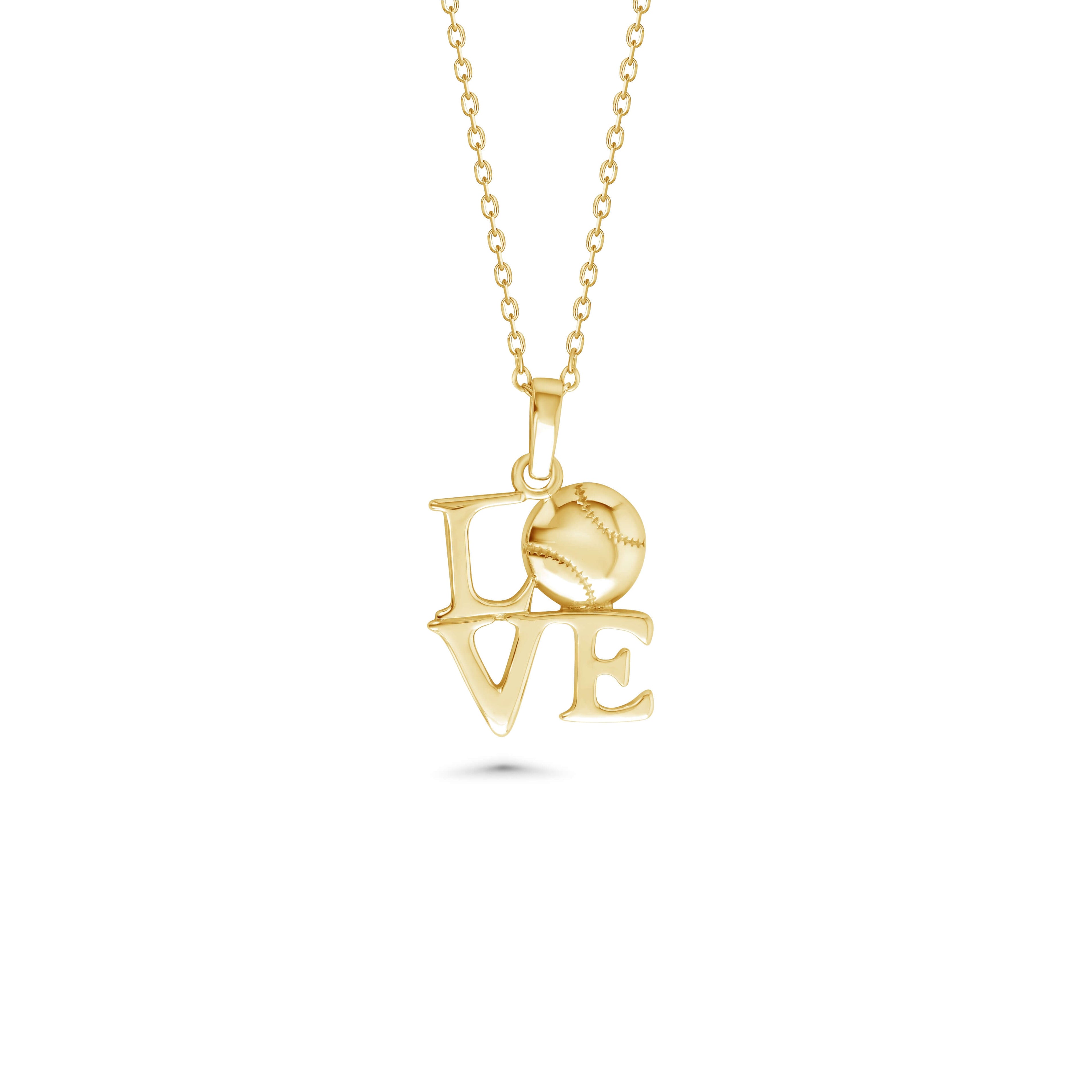 Love Baseball Necklace | Yellow Gold