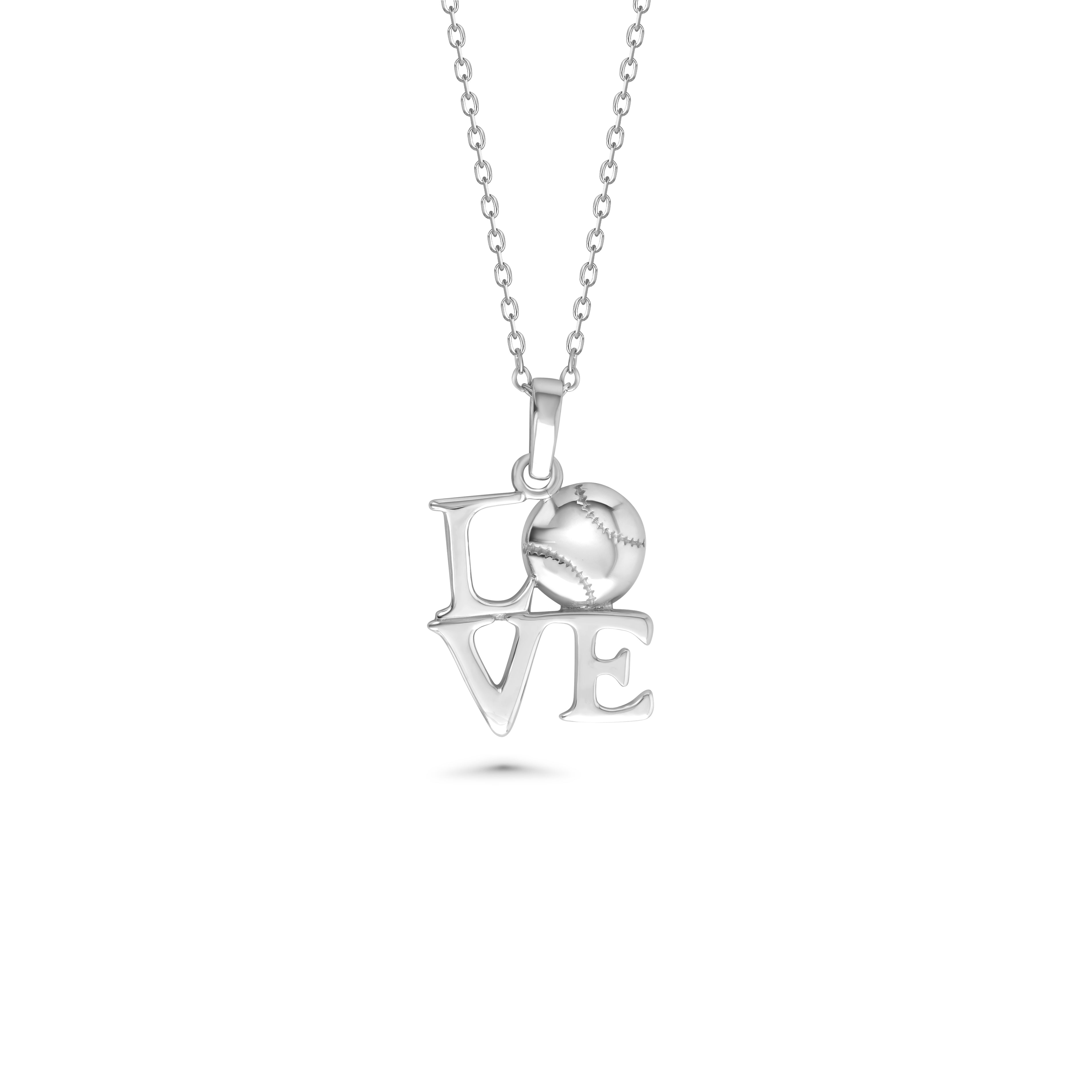 Love Baseball Necklace | White Gold
