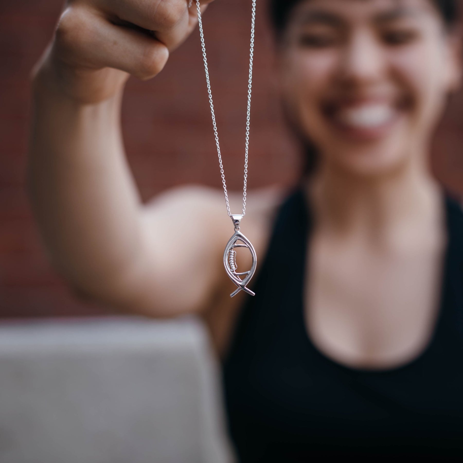 Ichthys Christian Football Necklace | All In Faith Jewelry Ichthys Football Pendant Made In Sterling Silver With Chain