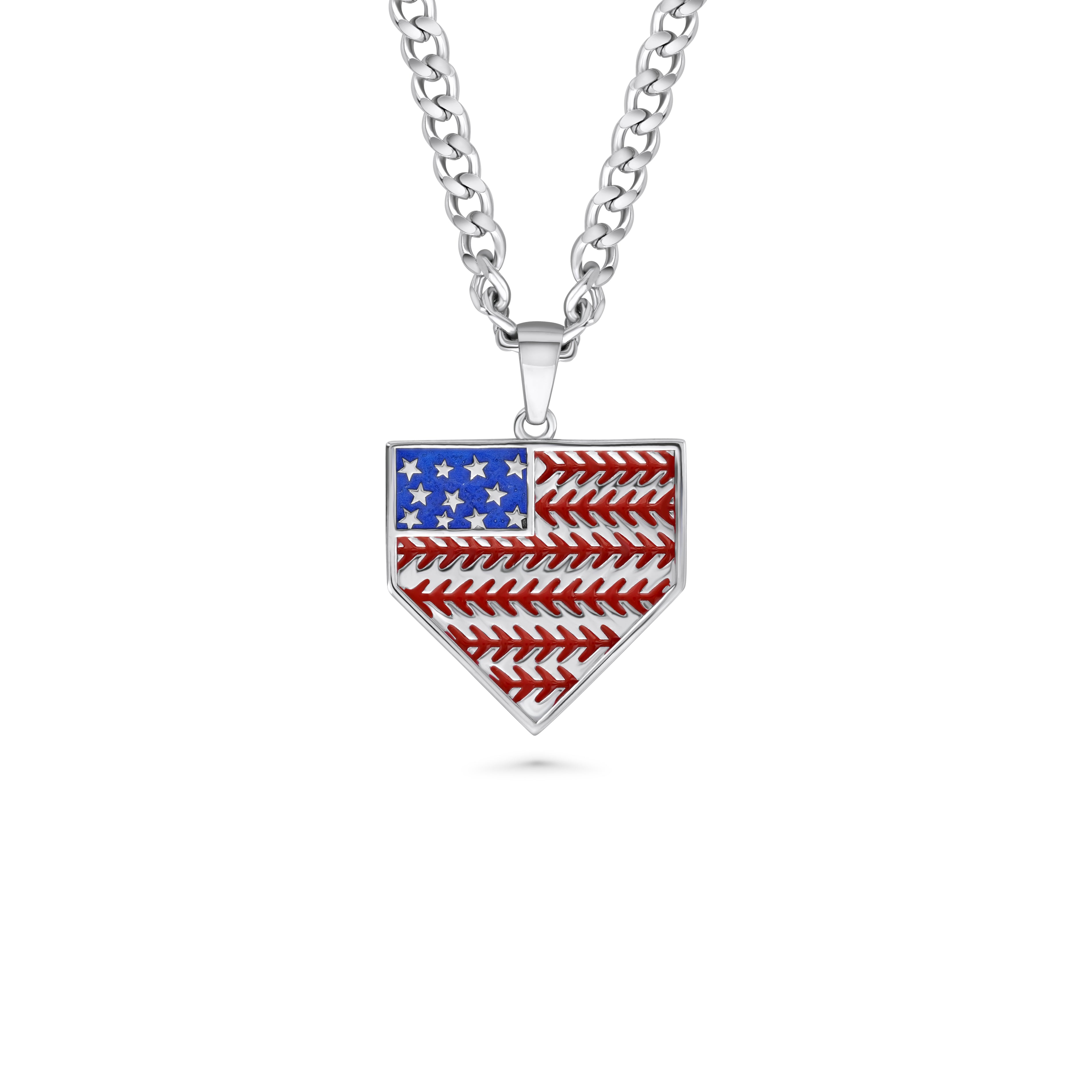 American Flag Baseball Home Plate Necklace