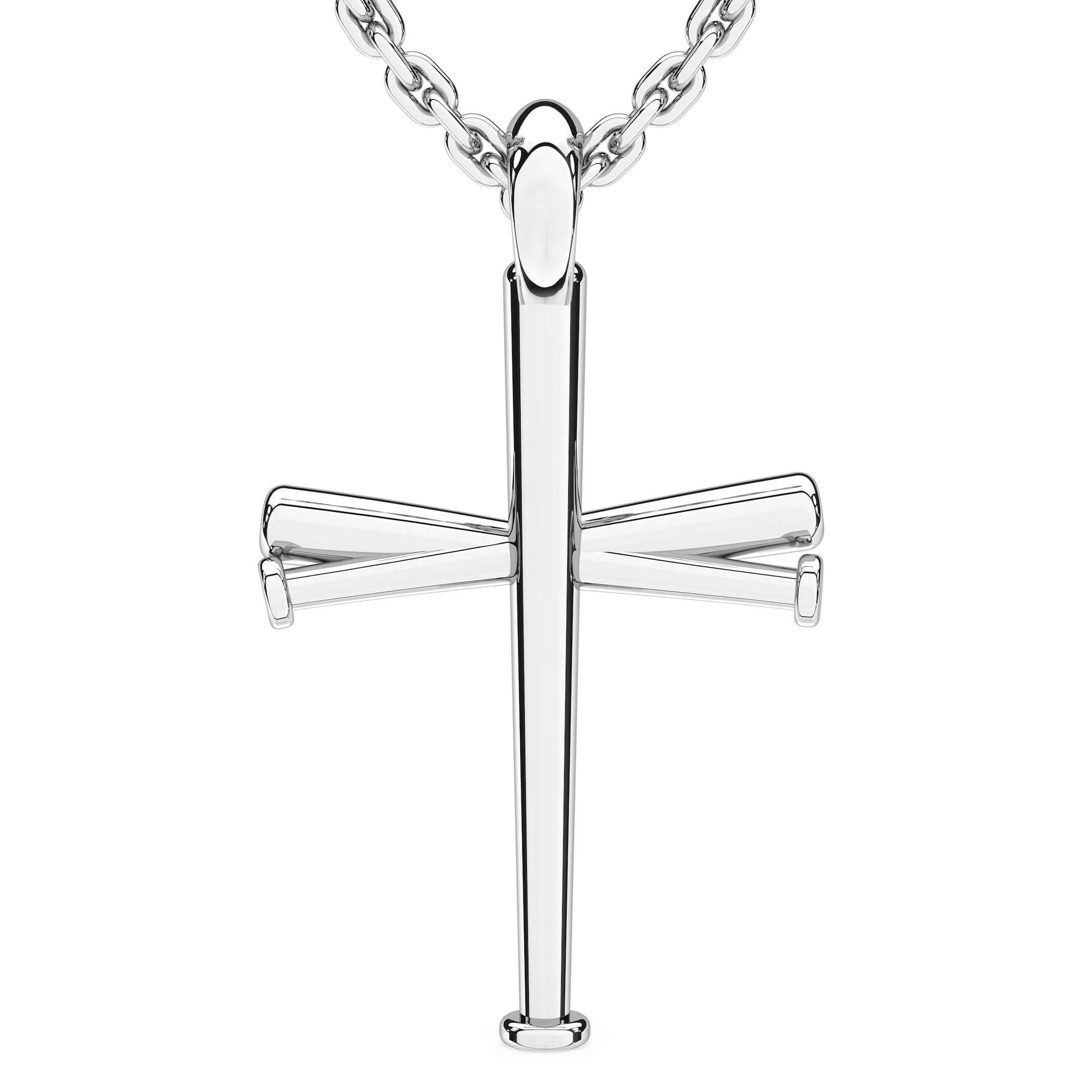 Five Tool Baseball Original Baseball Bat Cross Necklace | Stainless Steel