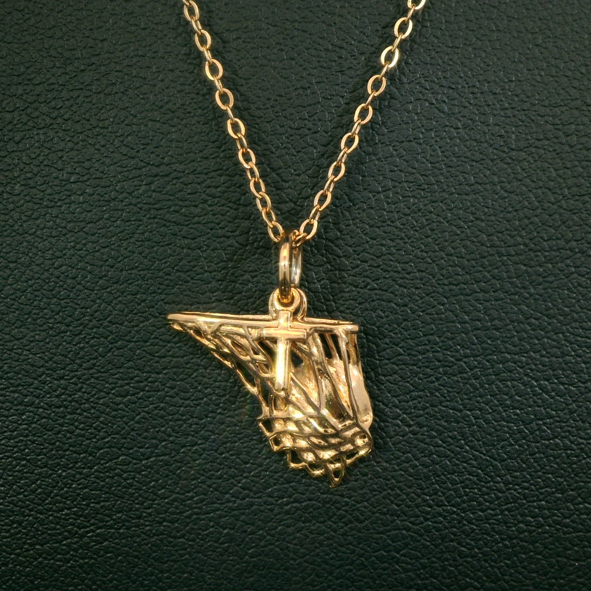 Basketball Net Necklace w/ Dangle Cross Pendant | Gold
