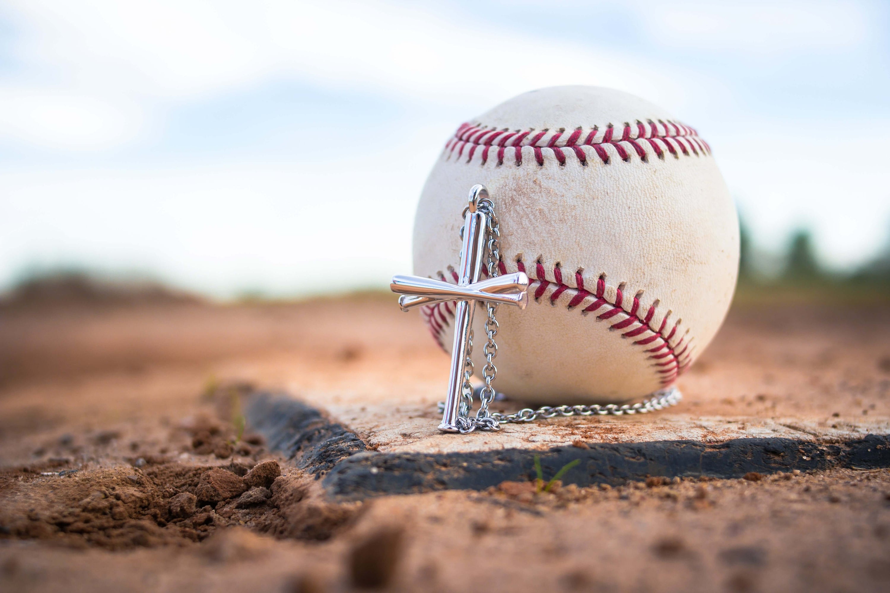 All In Faith Christian Sports Jewelry | Five Tool Baseball Bat Cross Necklace