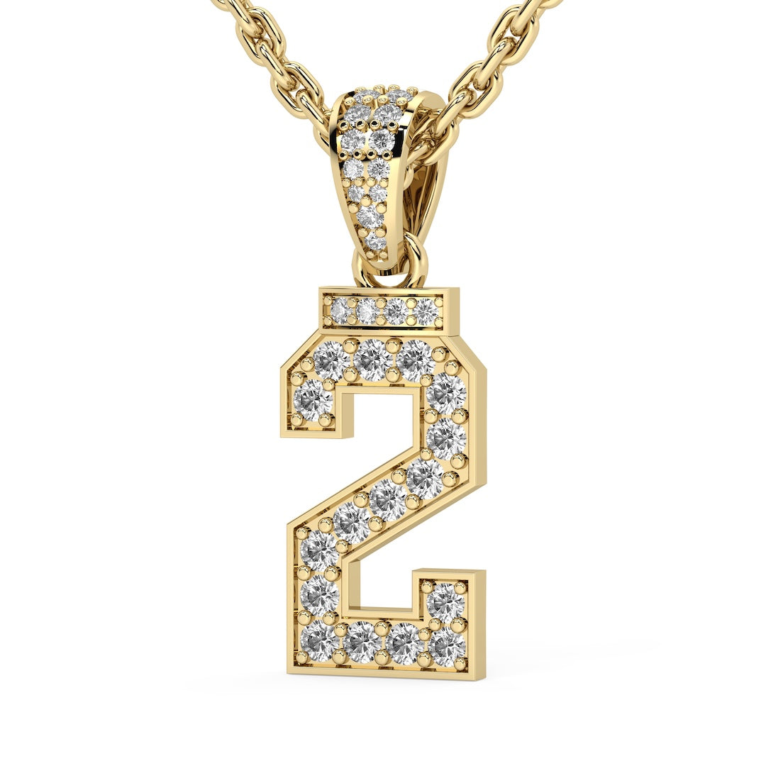 Customer Diamond Studded Jersey Number Necklace - Gold