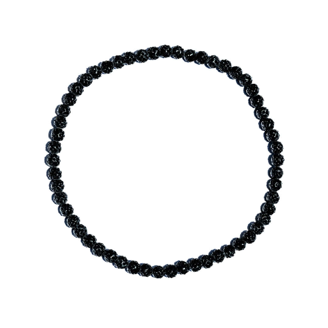 black bead necklace with black rhinestones 18 inches