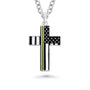 Cross necklace with American flag design on a white background