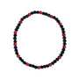 Necklace with black and red beads on a white background