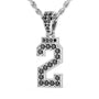 Customer Diamond Studded Jersey Number Necklace - Silver - Black Diamonds