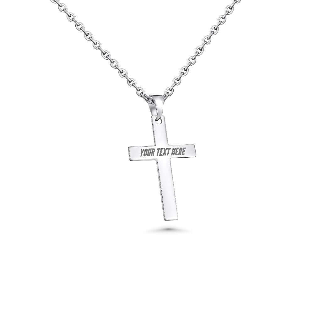 Customizable Stainless Steel Cross Necklace With Chain