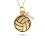 Volleyball Necklace w/ Dangle Cross | Stainless Steel