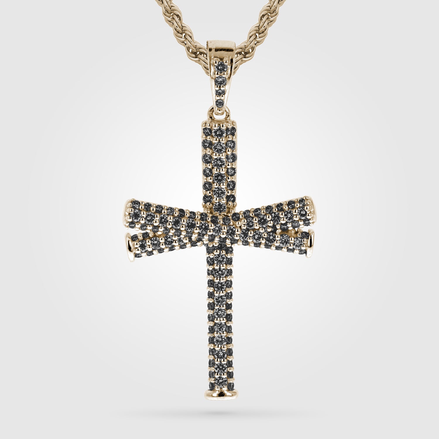Gold Diamond Studded Original Baseball Bat Cross