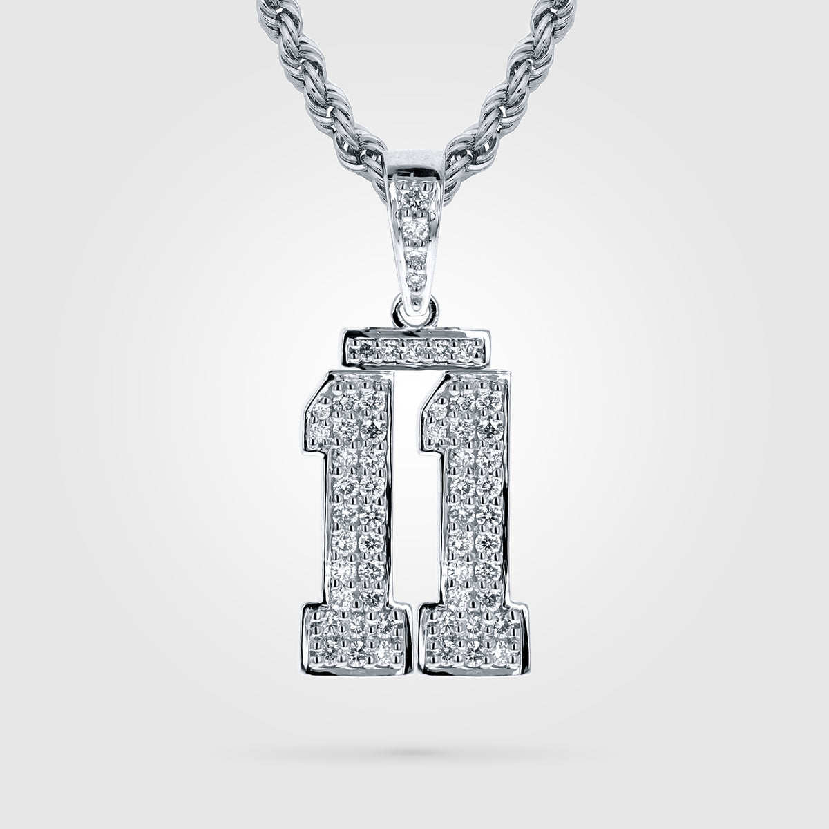 Diamond Jersey Number Necklace | Sterling Silver Digit Diamond Studded Jersey Number Necklace