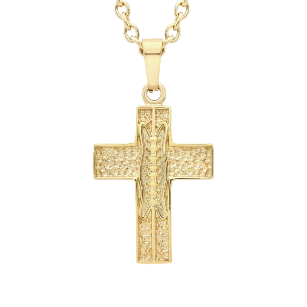 Gold Stainless Pigskin Football Cross