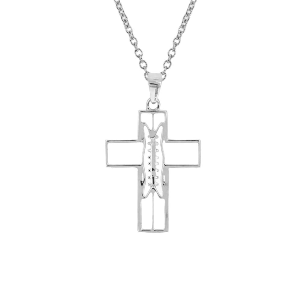 Sterling Mini Gridiron Football Cross Pendant