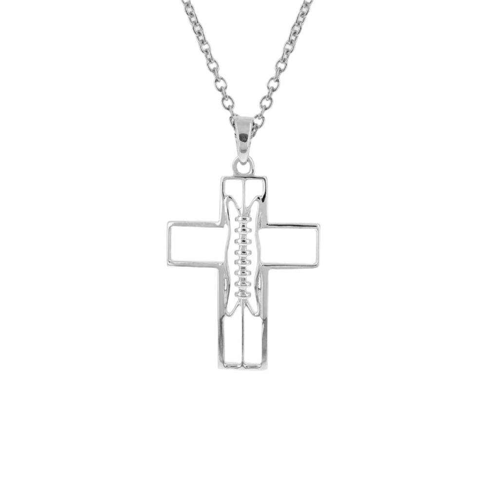 Sterling Mini Gridiron Football Cross Pendant