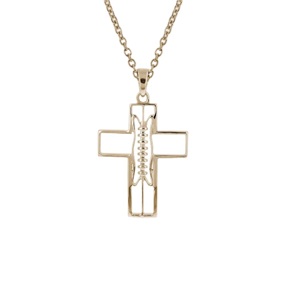 Gold Mini Gridiron Football Cross Pendant