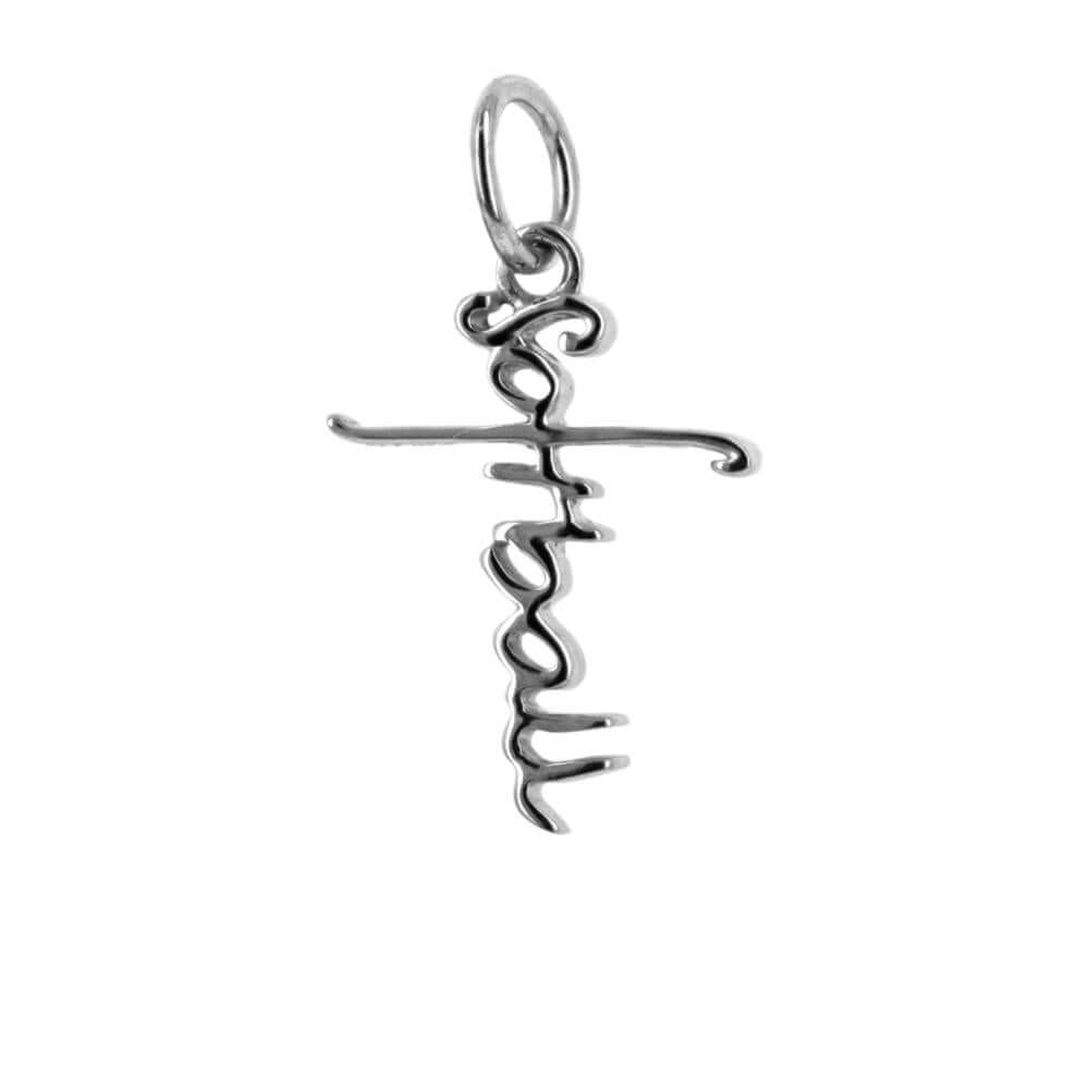 Sterling Softball Script Cross Bracelet Charm