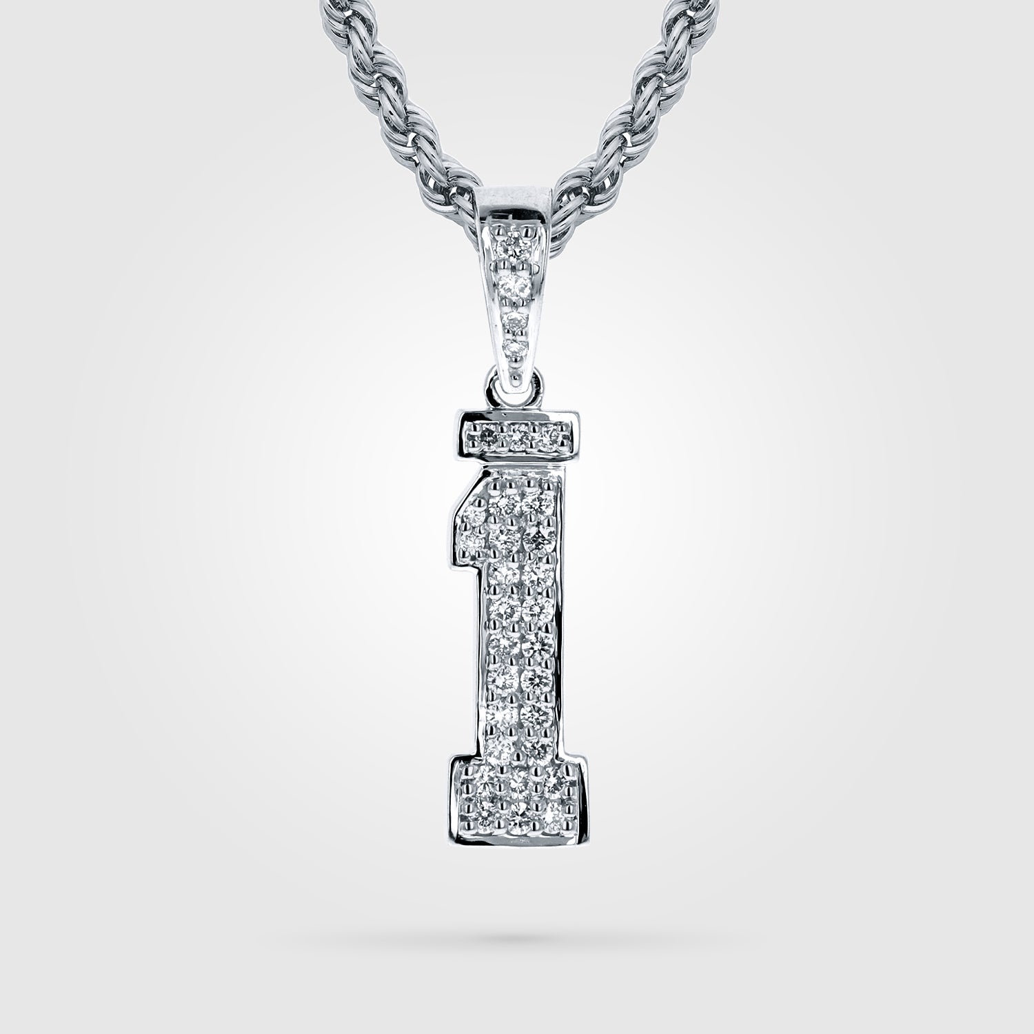 Diamond Studded Jersey Number Necklace | Sterling Silver | Diamond Number Necklace