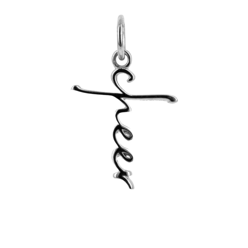 Gold Cheer Script Cross Bracelet Charm