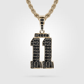 Black Diamond Jersey Number Necklace | Gold Double Digit Diamond Studded Jersey Number Necklace