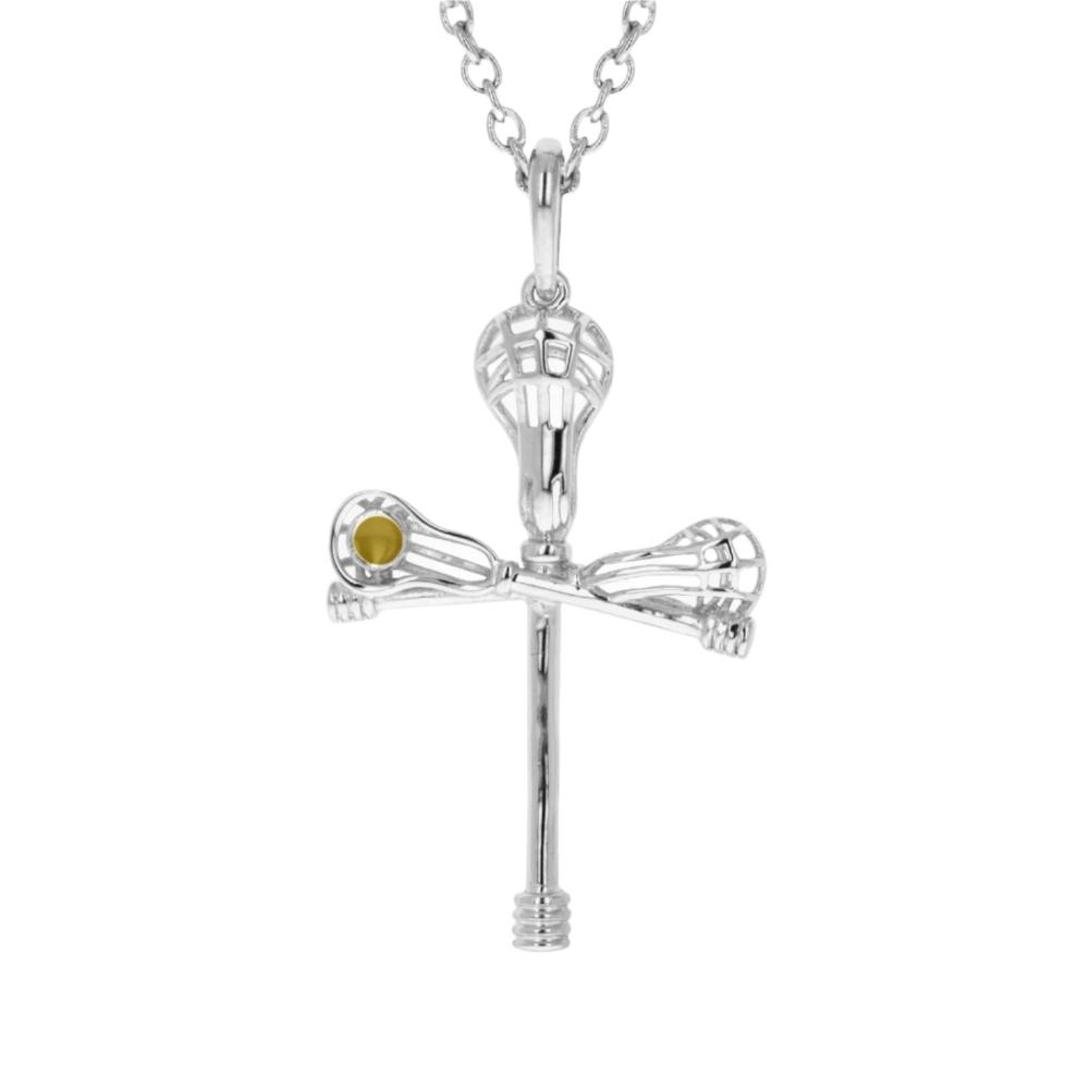 Sterling Cross Check Lacrosse Necklace