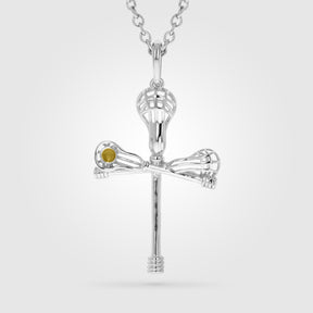 Sterling Cross Check Lacrosse Necklace