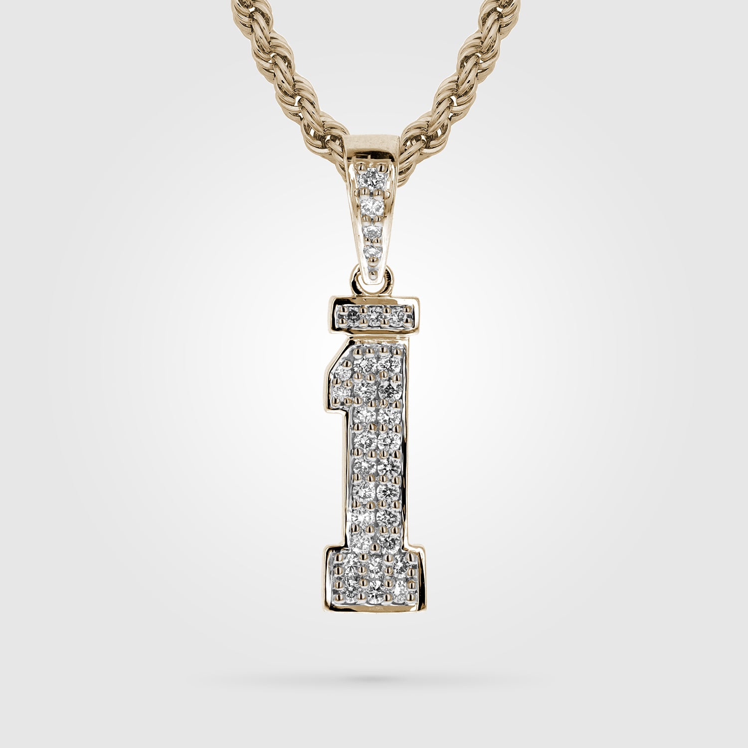 Diamond Jersey Number Necklace & Pendant | Gold Custom Diamond Studded Number Necklace