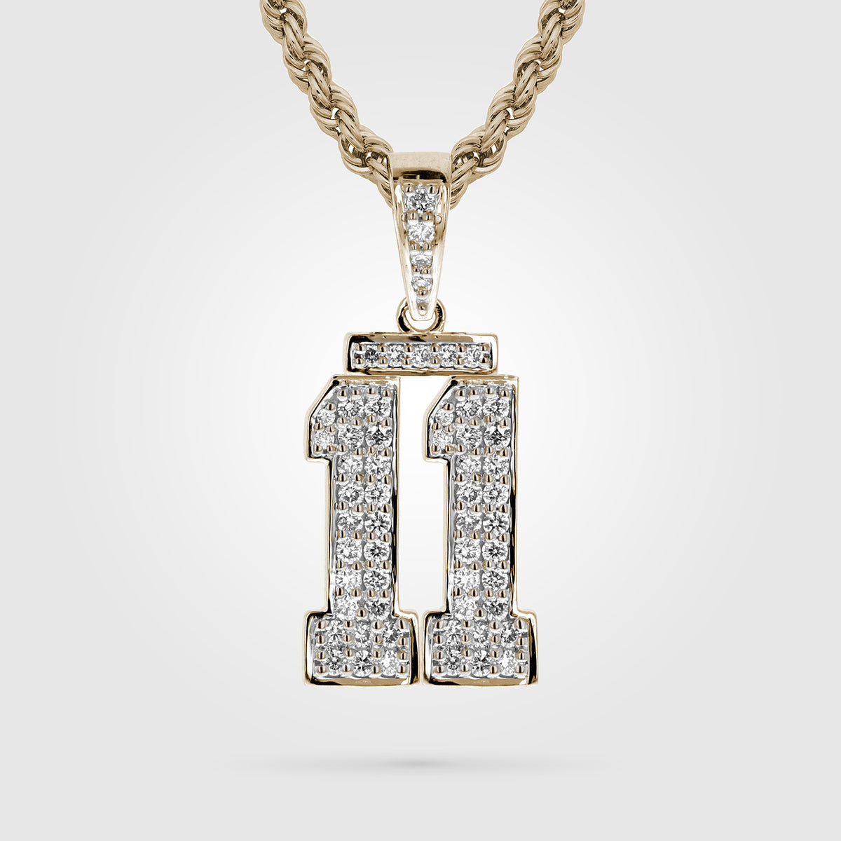 Diamond Jersey Number Necklace | Gold Double Digit Diamond Studded Jersey Number Necklace