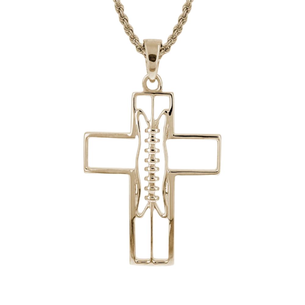 Gridiron Football Cross Necklace | Gold | Football Cross Pendant | All In Faith