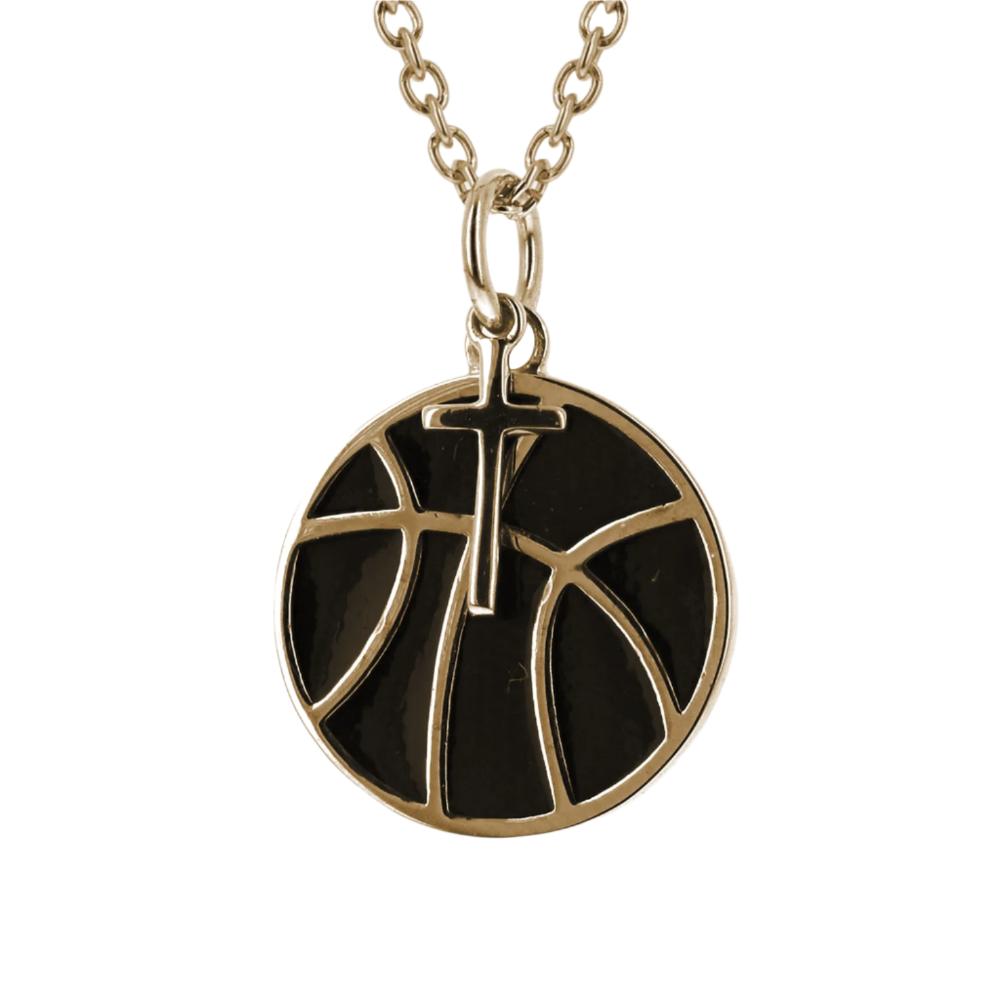 Basketball and cross necklace discount