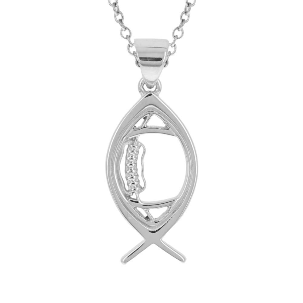 Sterling Ichthys Football Pendant