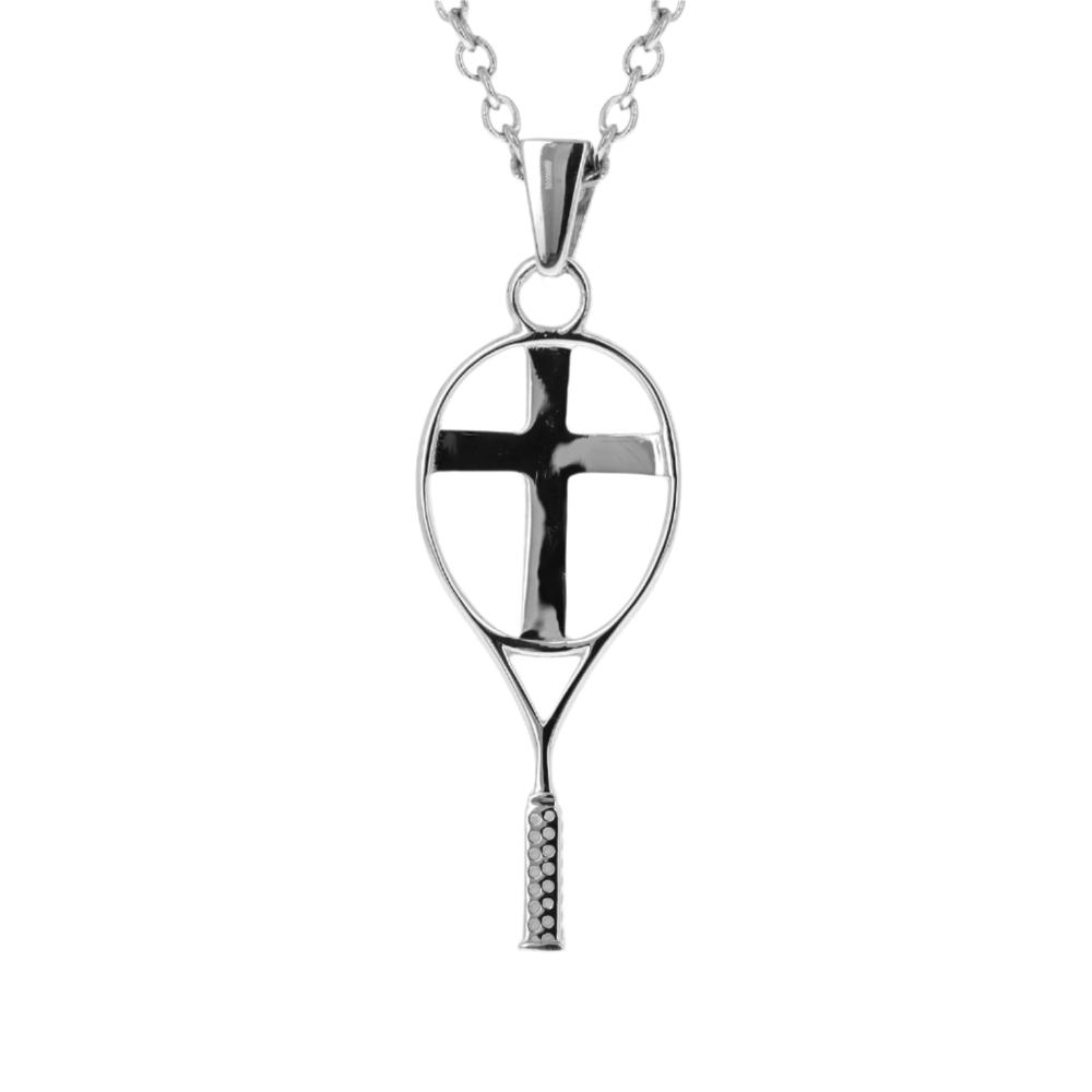 Sterling Tennis Cross Pendant