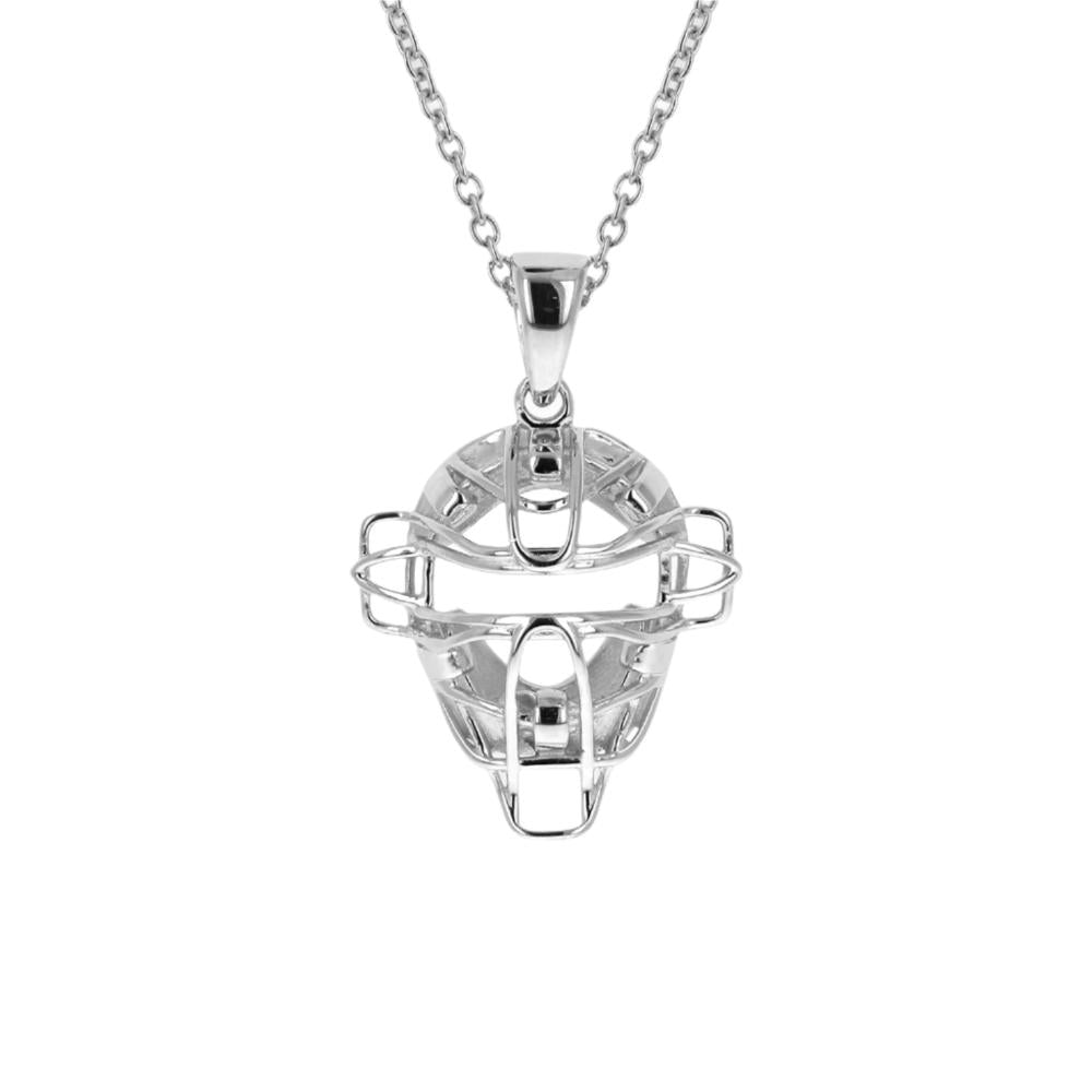 Sterling Mini Baseball Catchers Mask Necklace