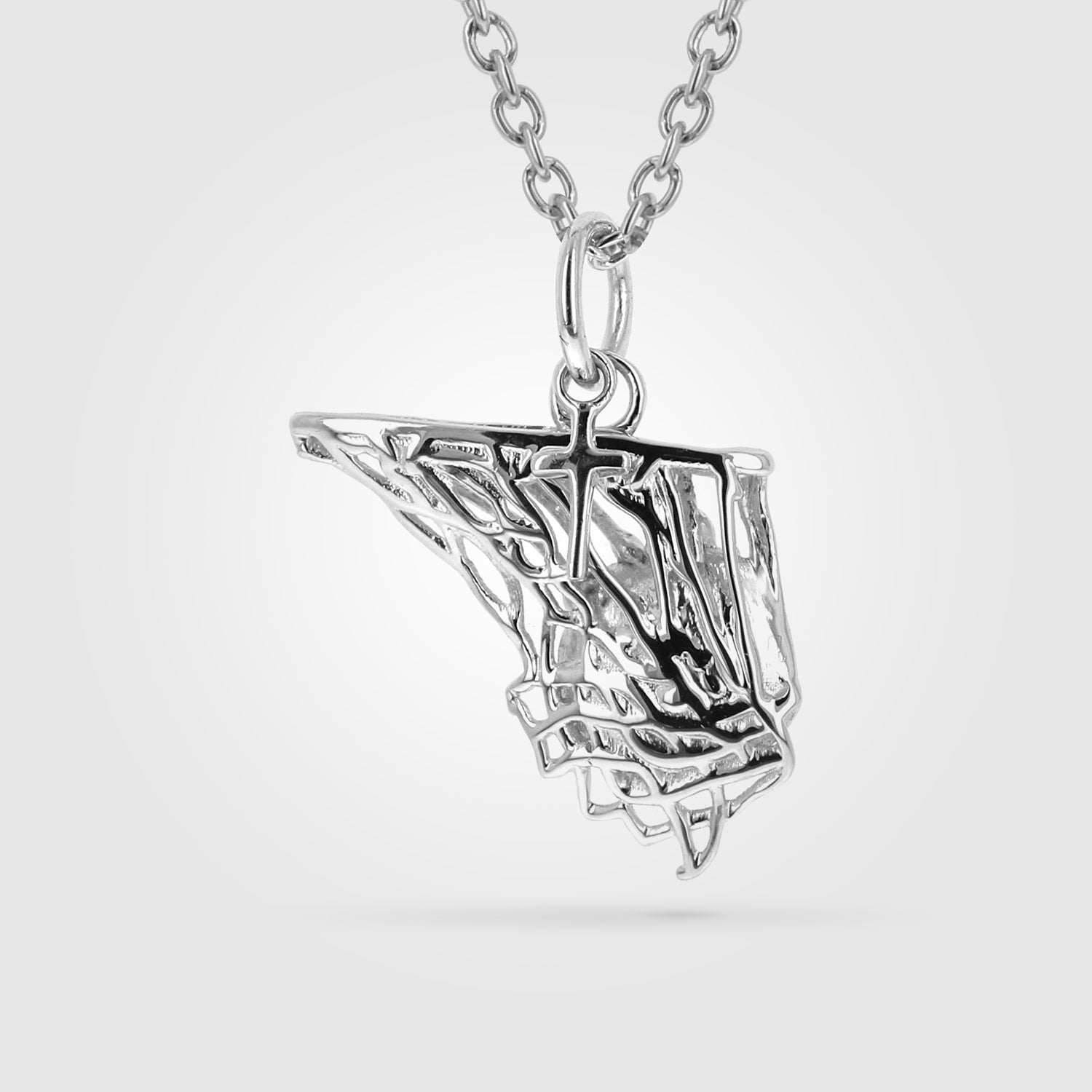 1pc Silver-color Alloy Basketball Hoop & Net Design Pendant With Rhinestone  Decor Sports Trendy Necklace