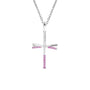Mini Pink Softball Bat Cross Necklace | Sterling Silver