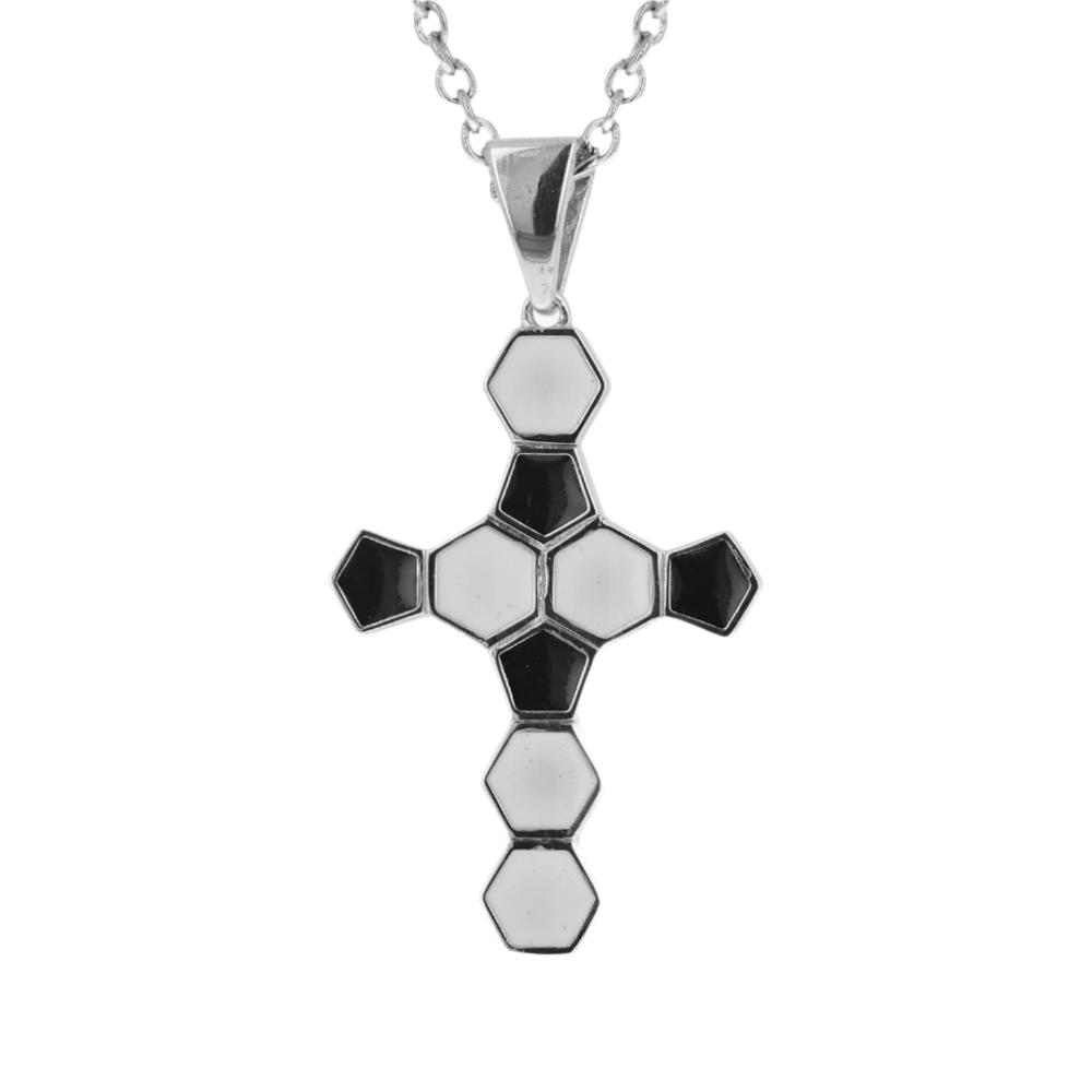 Sterling Soccer Ball Cross Necklace