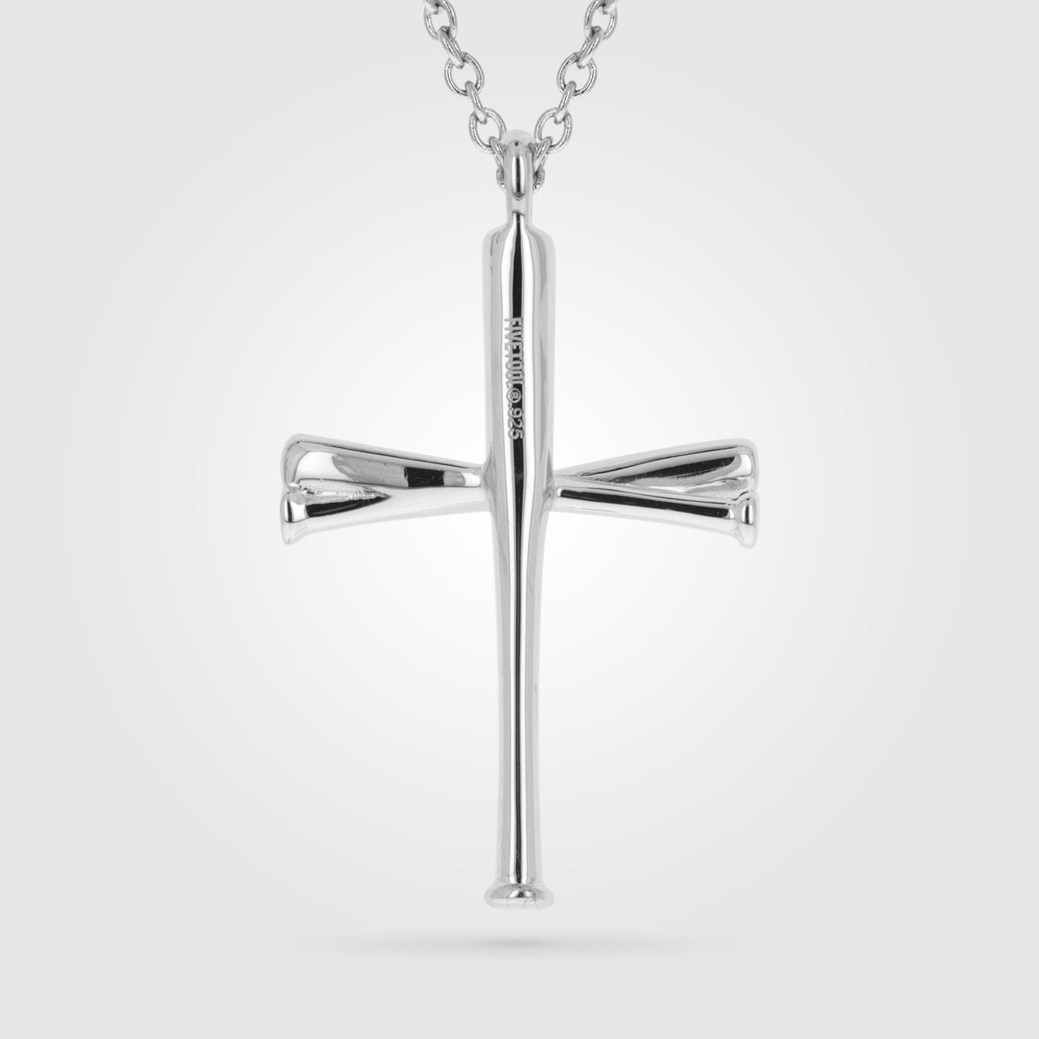Sterling Extra Large Baseball Bat Cross Necklace