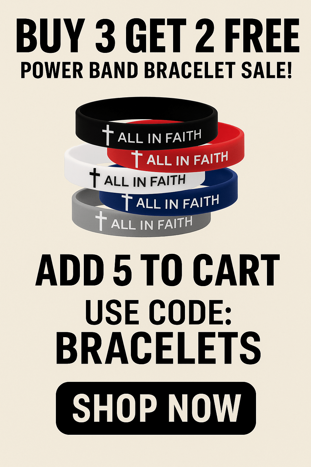 All In Faith Power Band Bracelet Sale | Silicone Motivational Bracelets