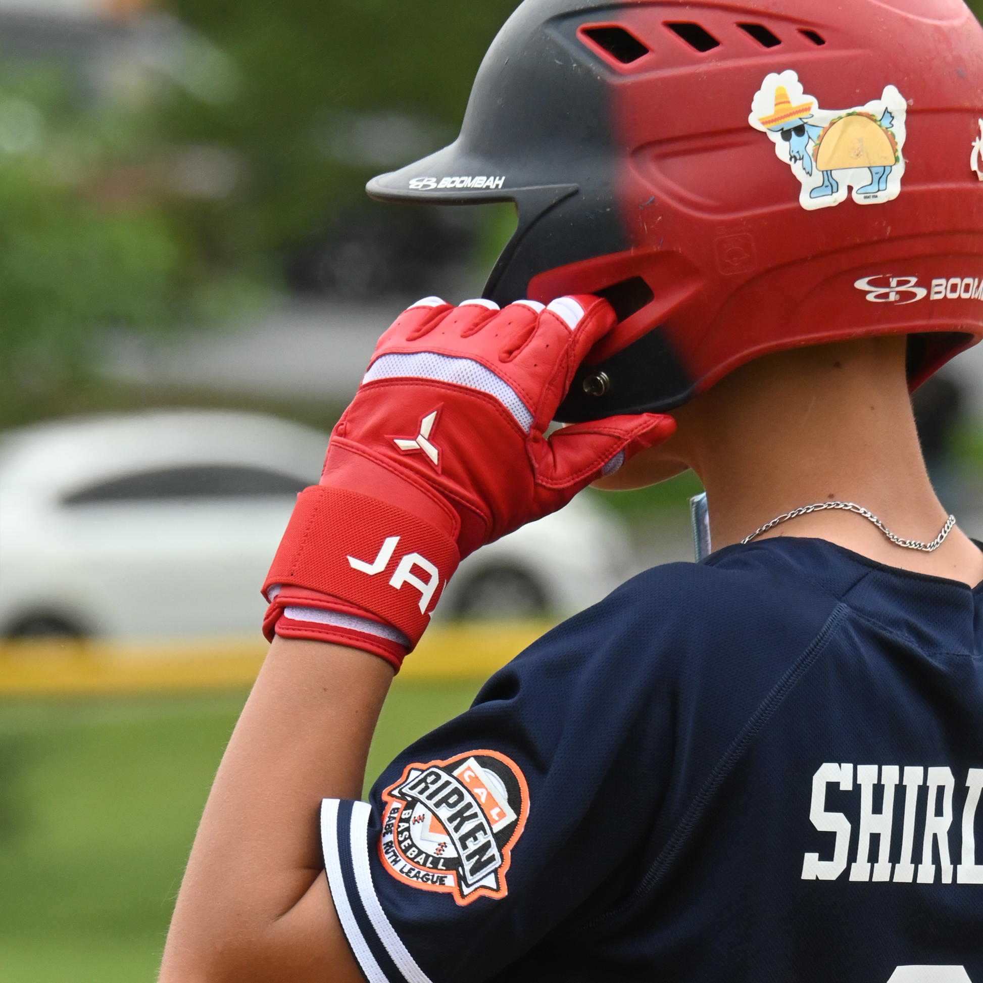 Jax Athletics Cherry Red Baseball Batting Gloves | Strap Cuff