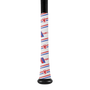 Mach 1 USA White Bat Grip Tape wrapped around a baseball bat for enhanced grip and performance.