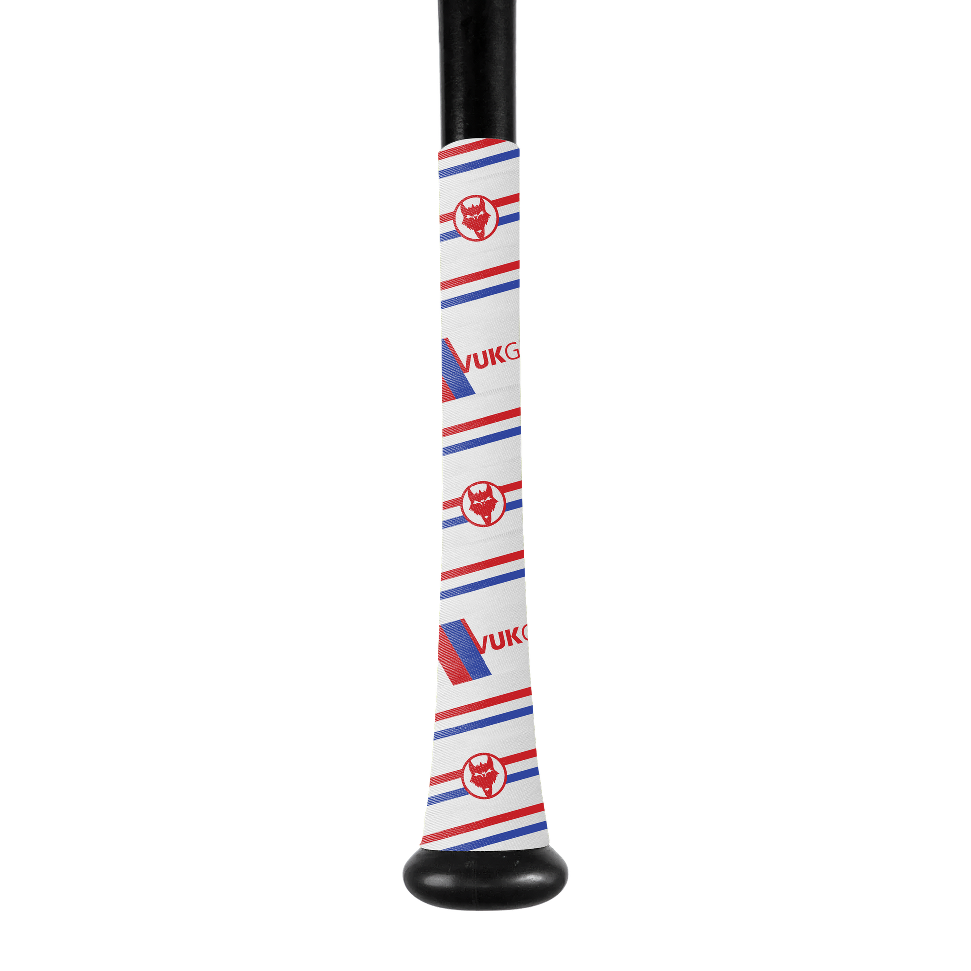 Mach 1 USA White Bat Grip Tape wrapped around a baseball bat for enhanced grip and performance.