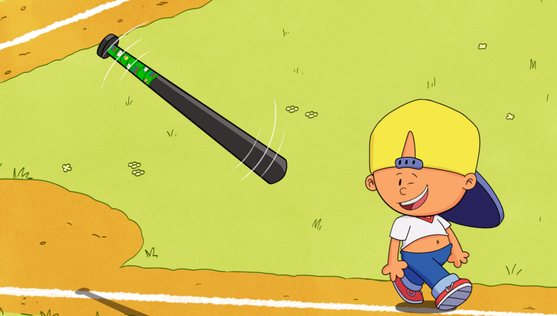 Pablo Sanchez Bat Grip Tape (Backyard Baseball) shown with a playful character and baseball bat in a vibrant backyard setting.