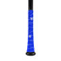 VukGripz Pulse royal blue baseball and softball bat grip tape with white pattern wrapped on a bat