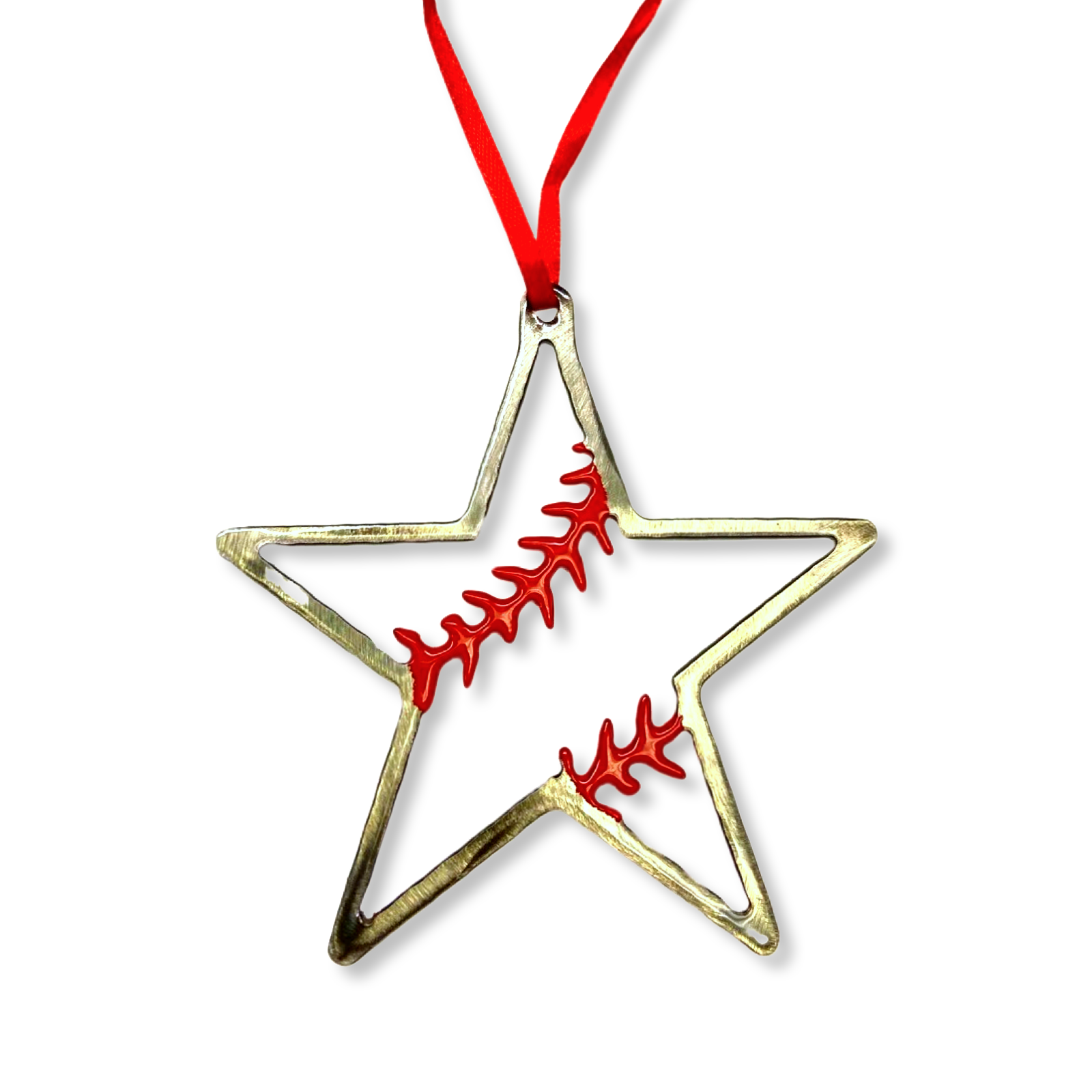 Baseball Ornament - Baseball Stitches Inside Star “STEEL UNITED" Christmas Ornament