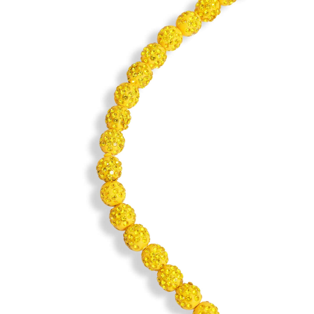 Banana Yellow Iced Out Baseball Bead Necklace – All In Faith