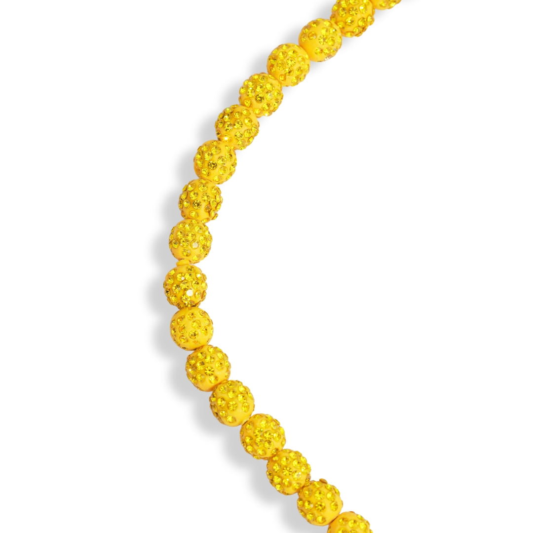 Banana Yellow Iced Out Baseball Bead Necklace