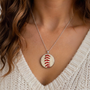 The Baseball Seams Company Baseball Seam Dainty Chain Pendant Necklace, product detail view