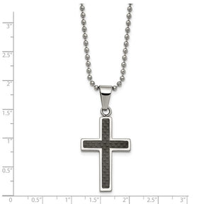 Christian Cross Necklace | Black Carbon Fiber