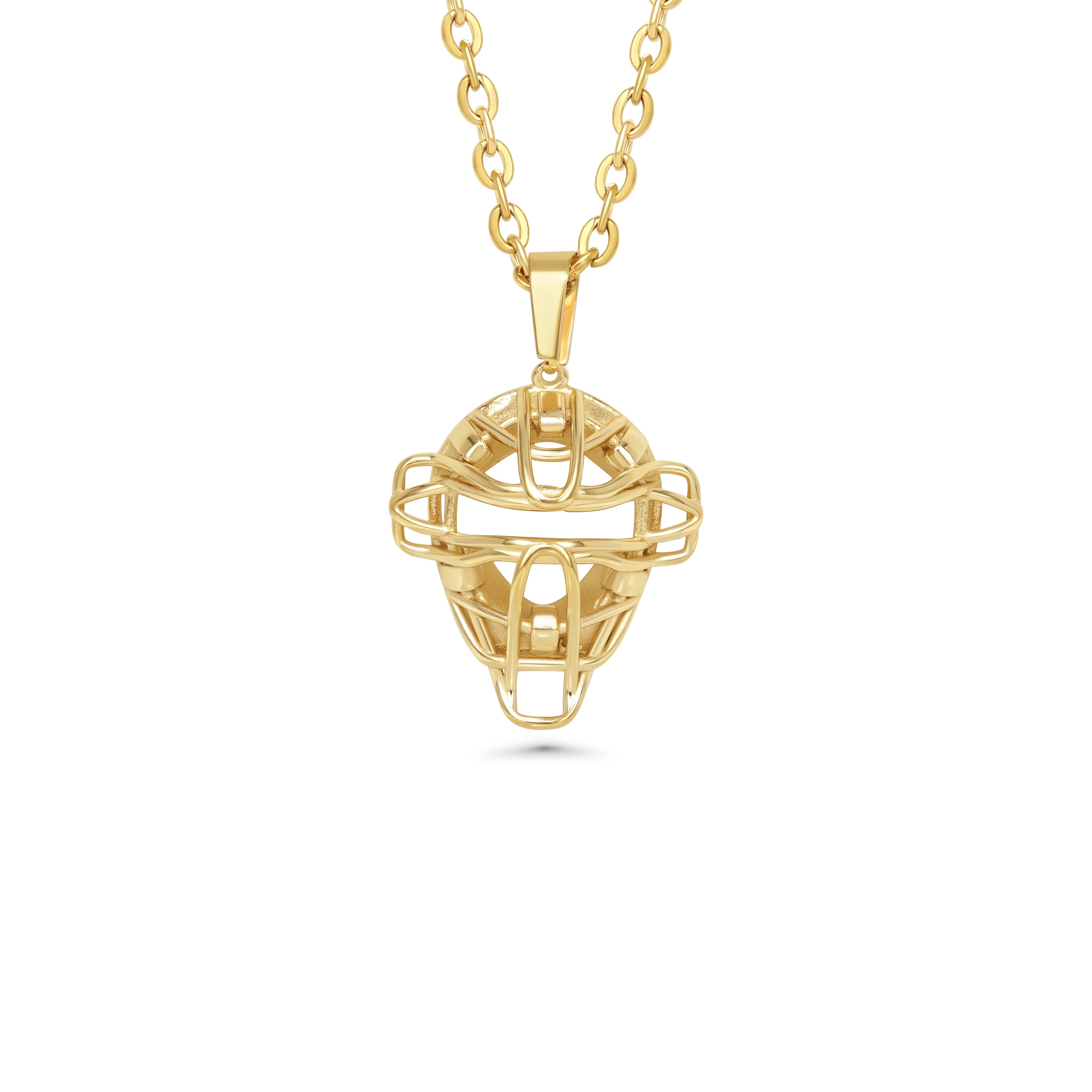 Baseball Catchers Mask Necklace | Gold