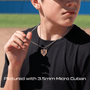 Person wearing a All In Faith backward "K" Strikeout home pate necklace on a sports field